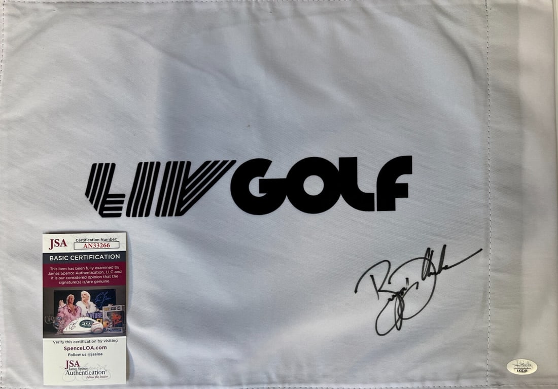 Bryson DeChambeau Signed LIV Golf #18 Pin Flag JSA Authenticated: Bryson DeChambeau Signed LIV Golf #18 Pin Flag JSA Authenticated This is an official LIV Golf #18 pin flag signed by professional golfer Bryson DeChambeau, a prominent figure in both the PGA and LIV t