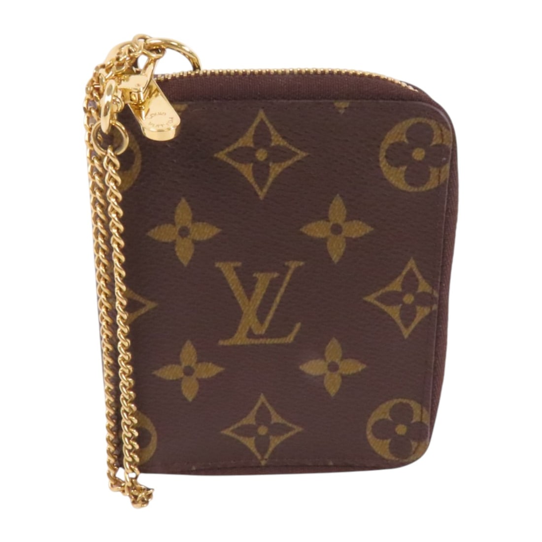 LOUIS VUITTON Monogram Card Case R21045 GHW Brown: LOUIS VUITTON Monogram Card Case R21045 GHW Brown This elegant Louis Vuitton card case is crafted from durable PVC coated canvas in a rich brown color, showcasing the iconic monogram design. Designed 