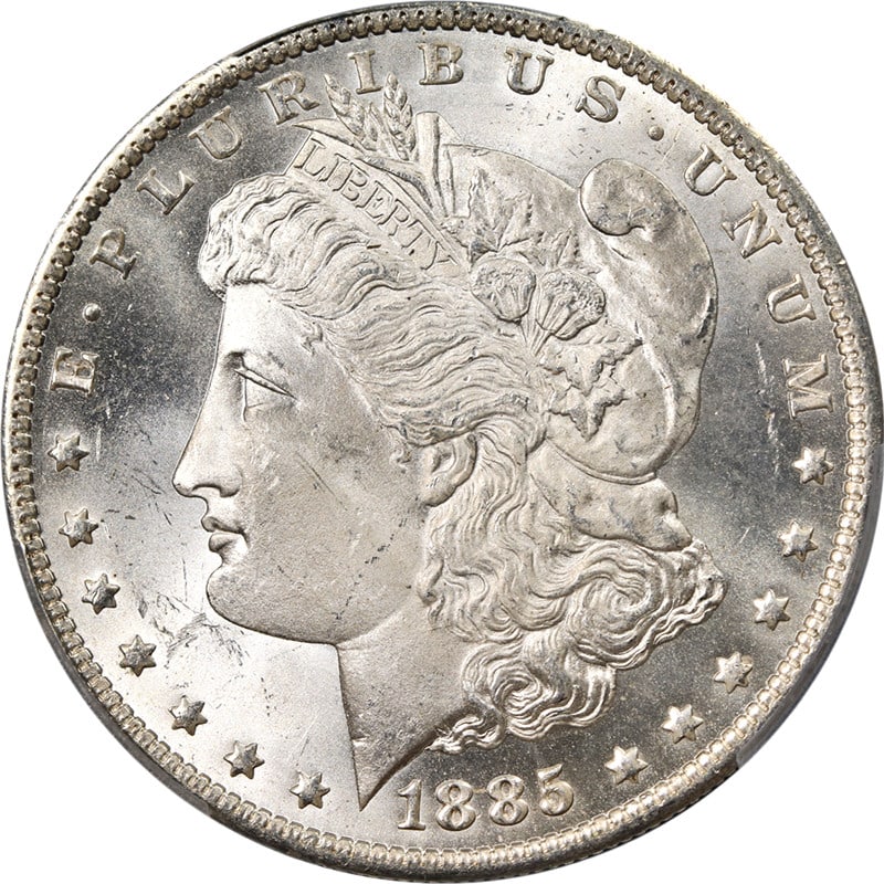 1885-O Morgan Silver Dollar PCGS MS65 Uncirculated New Orleans Coin: 1885-O Morgan Silver Dollar PCGS MS65 Uncirculated New Orleans Coin This stunning 1885-O Morgan Silver Dollar is a true collector's gem, certified by PCGS with a grade of MS65, showcasing superb eye a