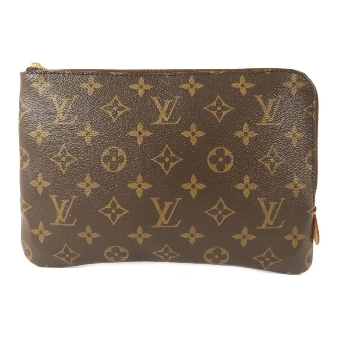 Louis Vuitton Etui Voyage PM Monogram Pouch Brown GHW: Louis Vuitton Etui Voyage PM Monogram Pouch Brown GHW This Louis Vuitton Etui Voyage PM pouch is crafted from brown PVC coated canvas in the signature Monogram pattern. Designed for unisex use, the po