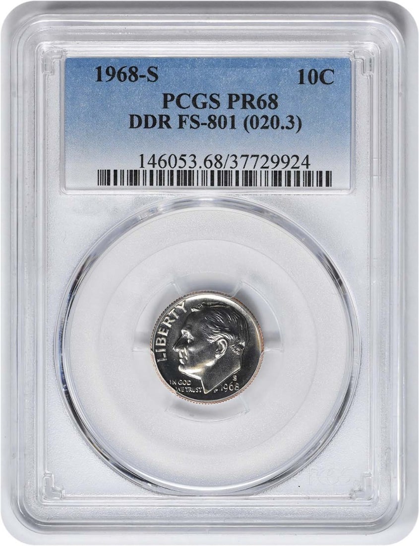 1968-S Roosevelt Dime PR68 PCGS Uncirculated Proof Coin (1 of 2)