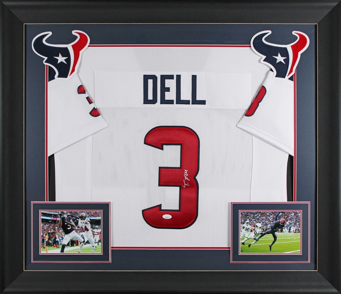 Tank Dell Houston Texans Signed Framed Jersey BAS Witnessed 32 x 37 (1 of 2)