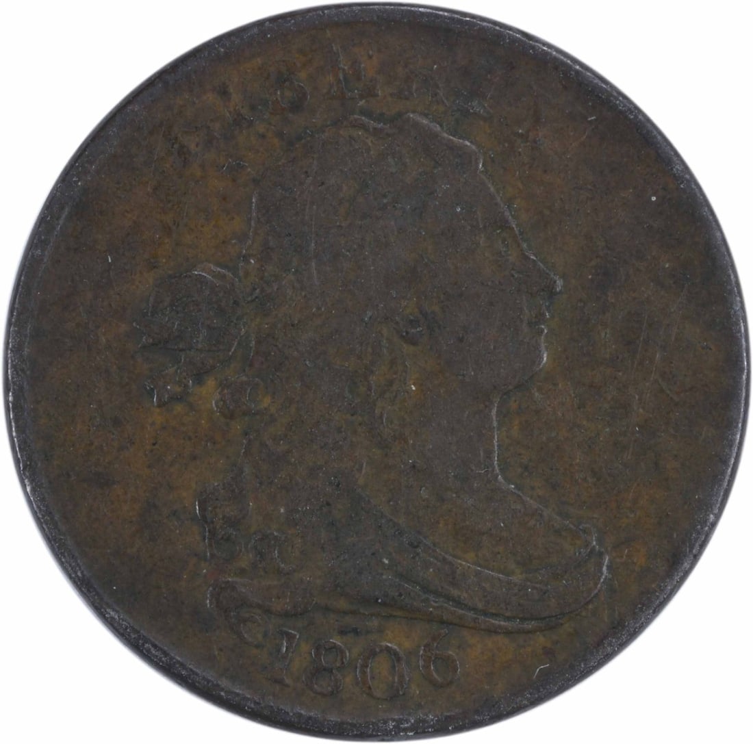 1806 Philadelphia Half Cent Draped Bust Copper Coin VF (1 of 2)