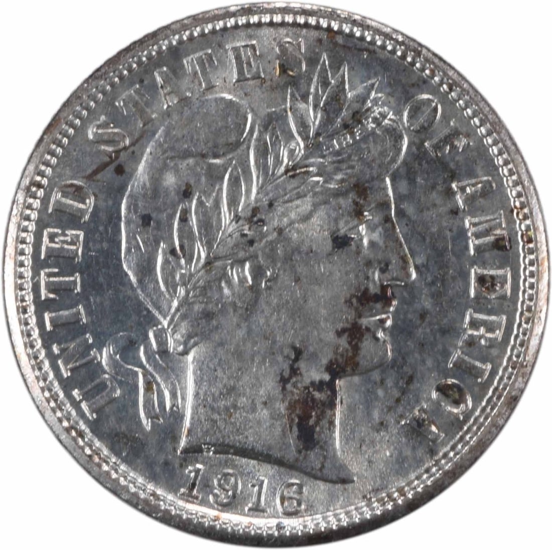 1916-S Barber Silver Dime Choice BU Uncertified Coin: 1916-S Barber Silver Dime Choice BU Uncertified Coin This 1916-S Barber Silver Dime is a stunning example of numismatic art. Graded as Choice Brilliant Uncirculated (BU), this coin has never been circ