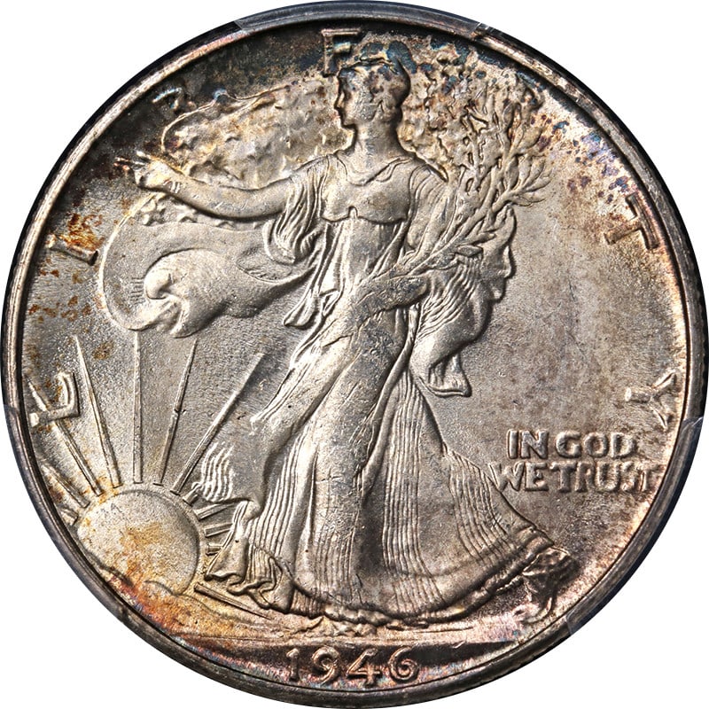 PCGS MS65 1946-S San Francisco Walking Liberty Half Dollar Silver Coin: PCGS MS65 1946-S San Francisco Walking Liberty Half Dollar Silver Coin This 1946-S Walking Liberty Half Dollar, certified by PCGS with a grade of MS65, boasts exceptional eye appeal and fantastic lust
