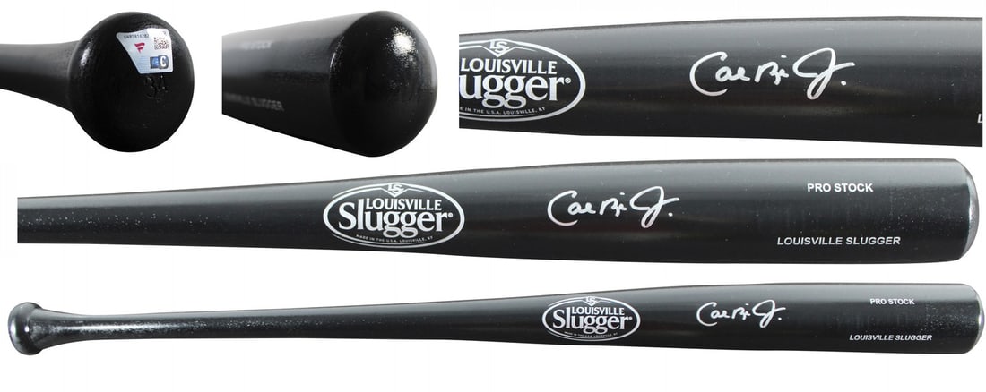 Cal Ripken Jr. Signed Black Louisville Slugger Bat with Fanatics Authentication: Cal Ripken Jr. Signed Black Louisville Slugger Bat with Fanatics Authentication This autographed black Louisville Slugger Pro Stock baseball bat has been personally signed by Cal Ripken Jr., the legen