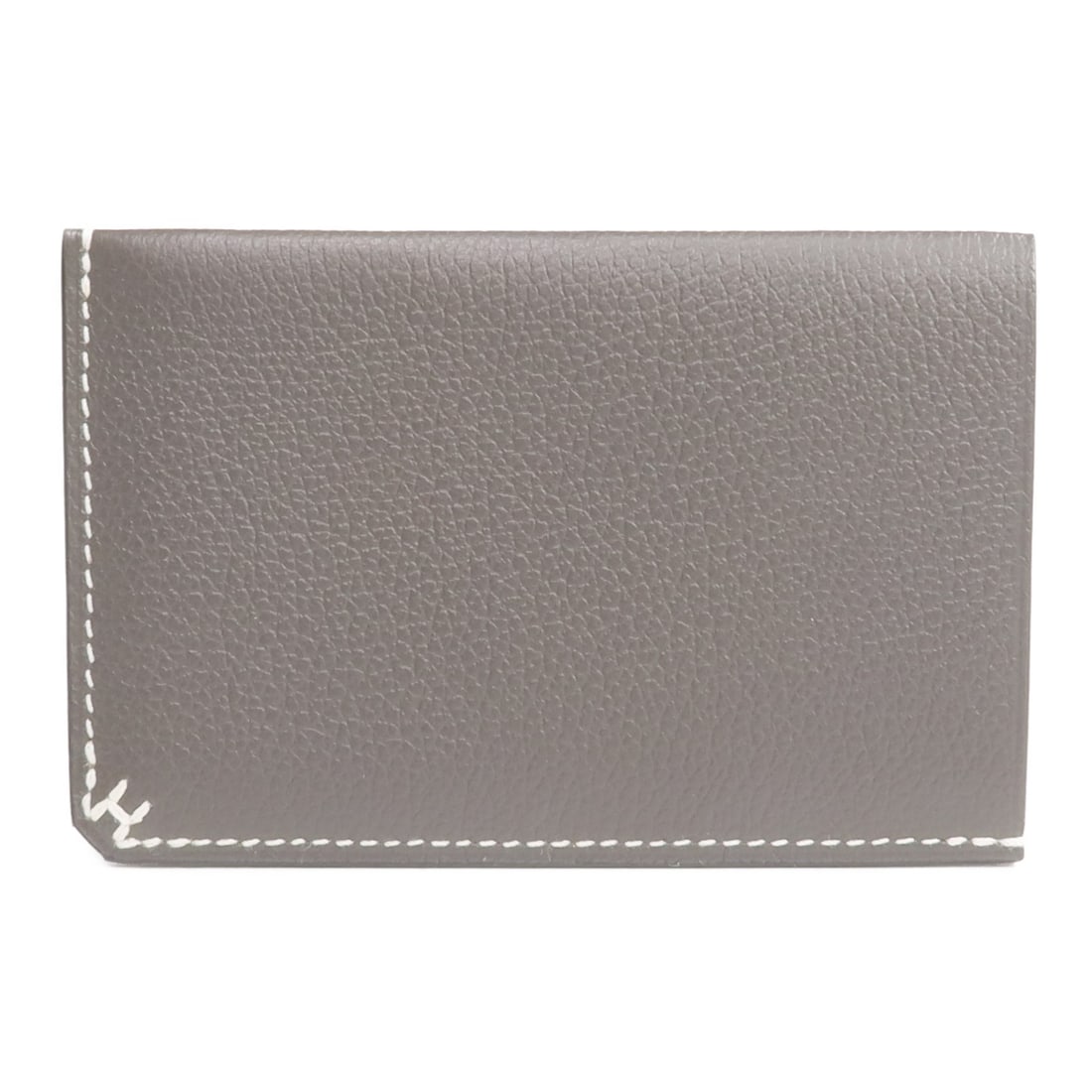 Hermes Sellier Vert de Gris Evercolor Leather Card Case: Hermes Sellier Vert de Gris Evercolor Leather Card Case This Hermes H Sellier card holder is crafted from Evercolor calfskin leather in a versatile grey shade. Designed for unisex use, it offers a sle
