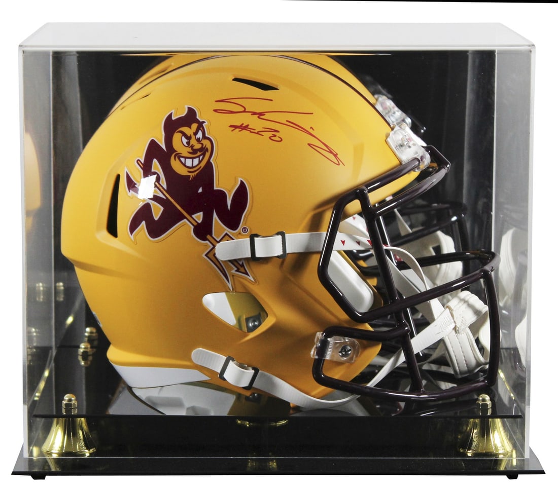 Arizona State Sam Leavitt Signed Sparky Helmet with BAS Authentication: Arizona State Sam Leavitt Signed Sparky Helmet with BAS Authentication This Arizona State Sun Devils full-size speed replica helmet has been personally signed by Sam Leavitt. The helmet features an au