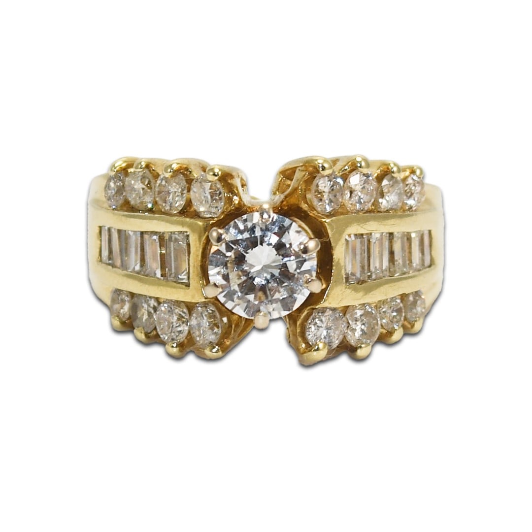 14k Yellow Gold Round Diamond Engagement Ring Size 4.5 (1 of 7)