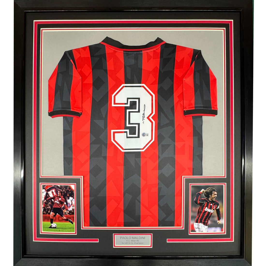Paolo Maldini Signed AC Milan Jersey Framed with Photos 35x39 Beckett COA (1 of 2)