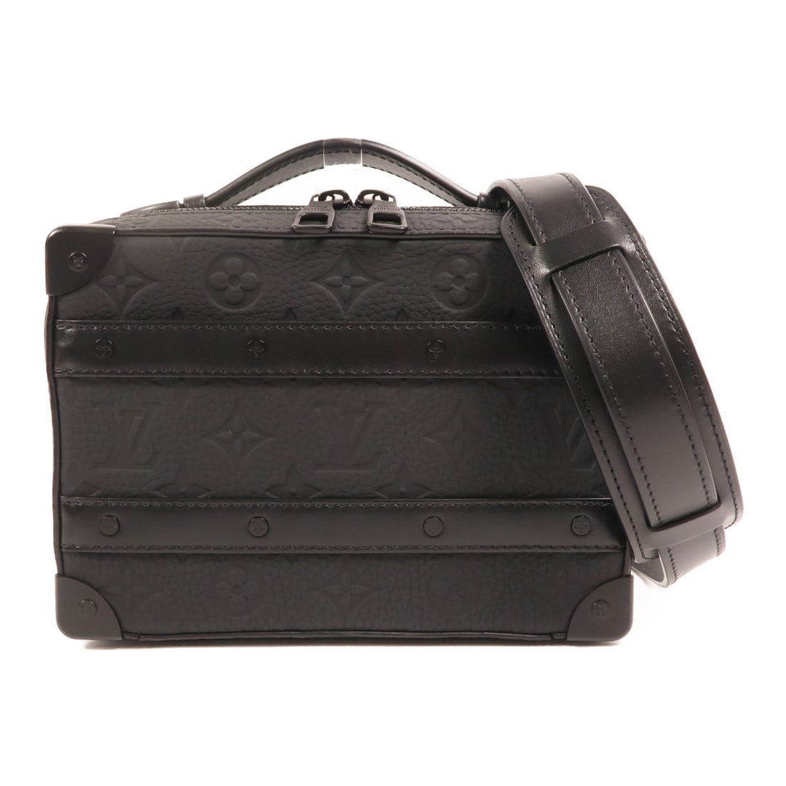Louis Vuitton Soft Trunk Monogram Taurillon Black Calfskin Shoulder Bag M59163 (1 of 15)