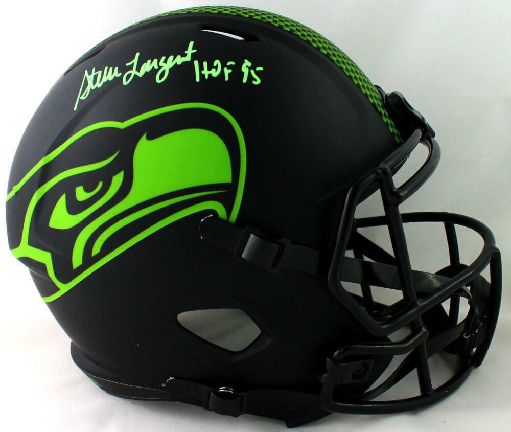 Seattle Seahawks Eclipse Full Size Helmet Signed by Steve Largent Beckett Authenticated: Seattle Seahawks Eclipse Full Size Helmet Signed by Steve Largent Beckett Authenticated This Seattle Seahawks full-size Eclipse helmet is hand-signed by Steve Largent and comes with Beckett authentica