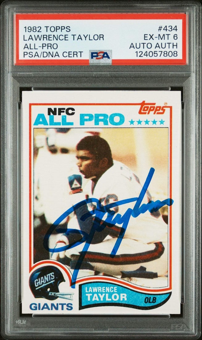 Lawrence Taylor Signed 1982 Topps Rookie Card PSA Graded 6 Autograph (1 of 2)