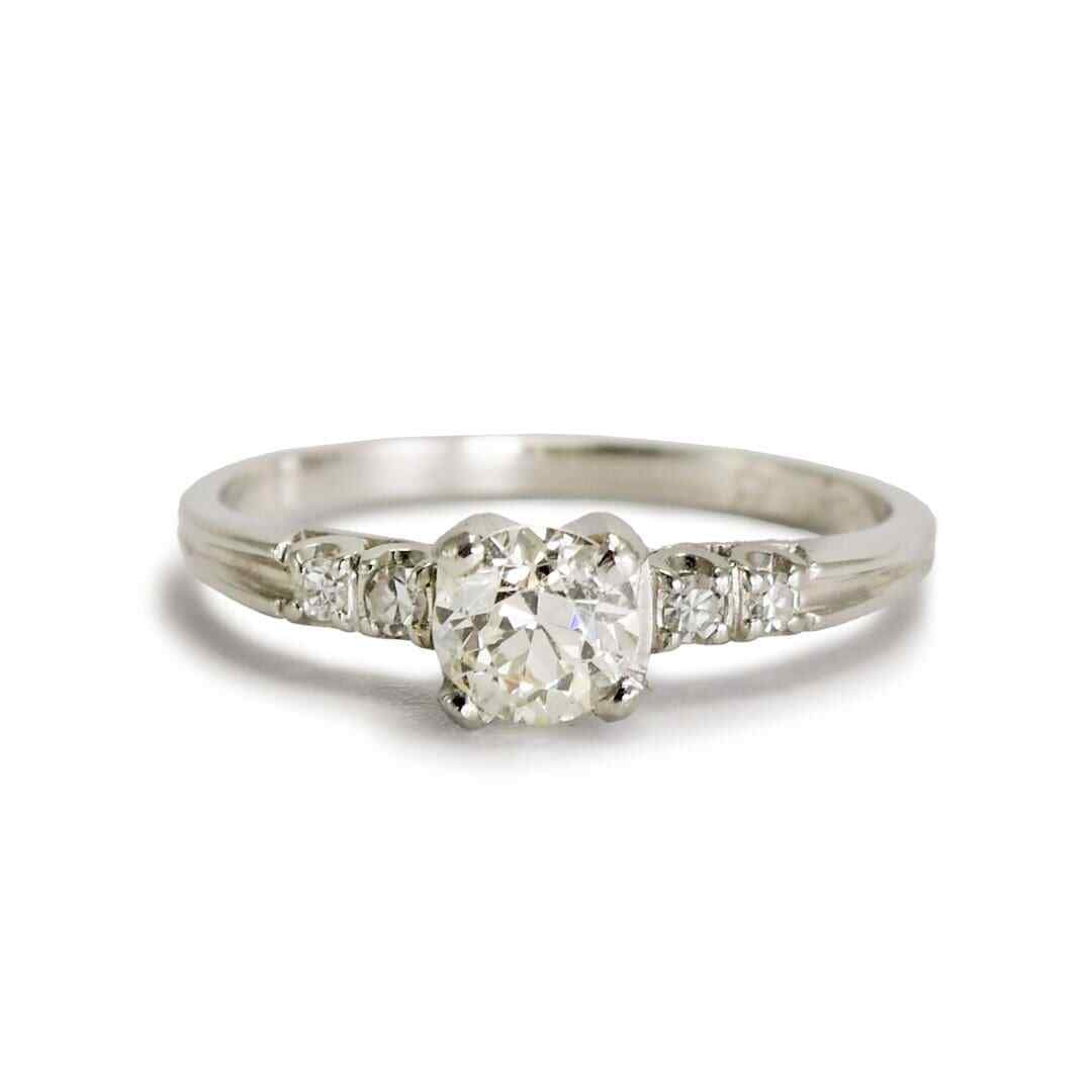 Platinum solitaire ring with 5 diamonds size 8 (1 of 6)