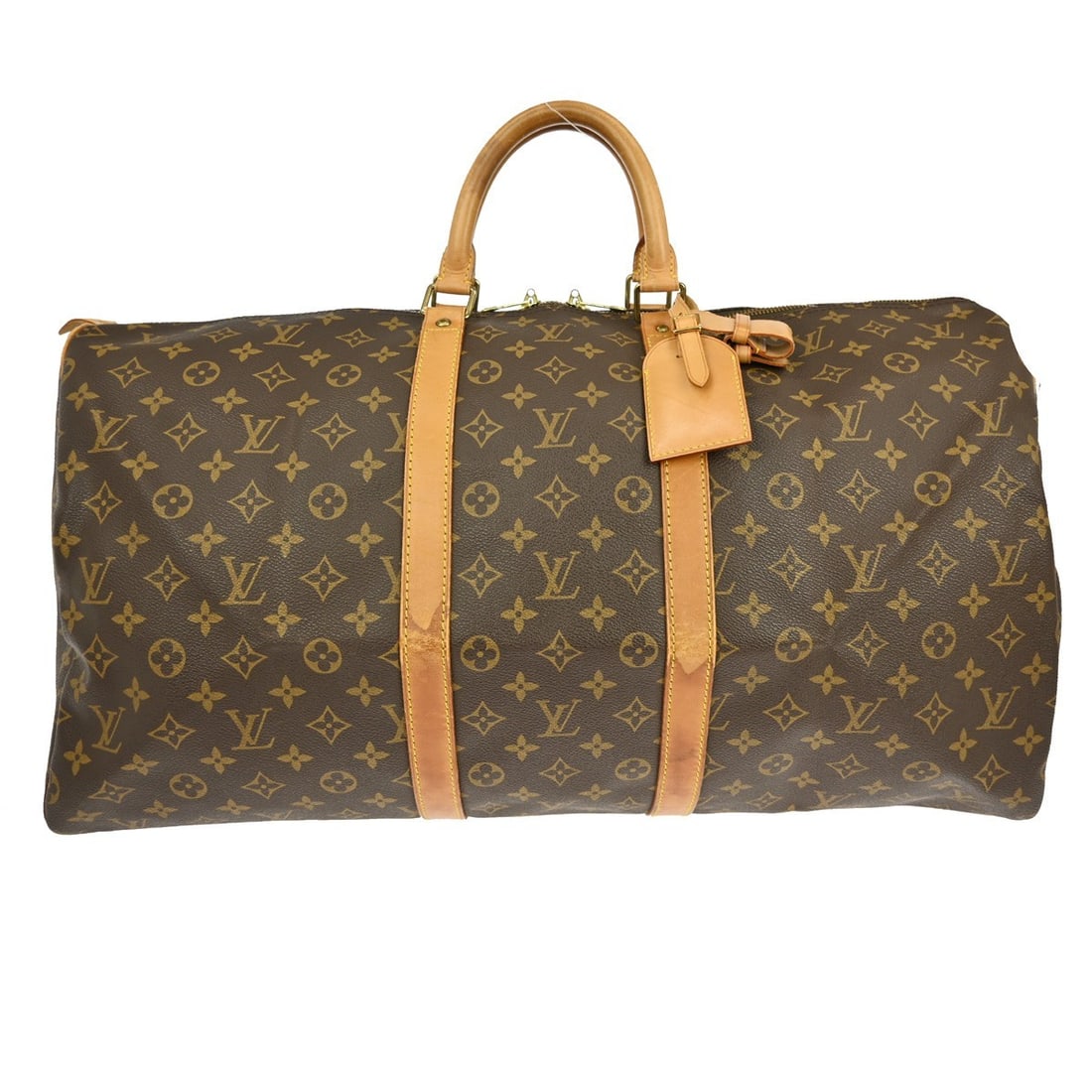 Louis Vuitton Keepall 55 Monogram Canvas Extra Large Travel Duffle Bag: Louis Vuitton Keepall 55 Monogram Canvas Extra Large Travel Duffle Bag The Louis Vuitton Keepall 55 is a vintage travel duffle bag crafted from signature monogram canvas leather with beige leather dou