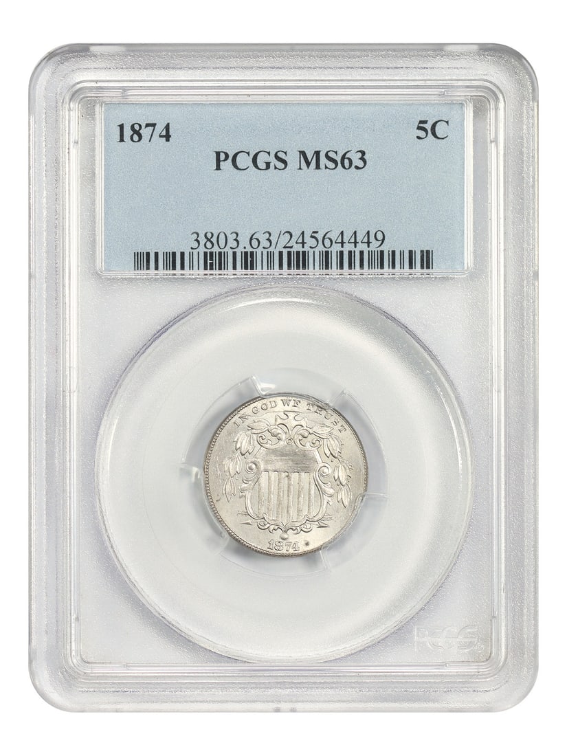 PCGS MS63 1874 Philadelphia Shield Nickel 5C (1 of 4)