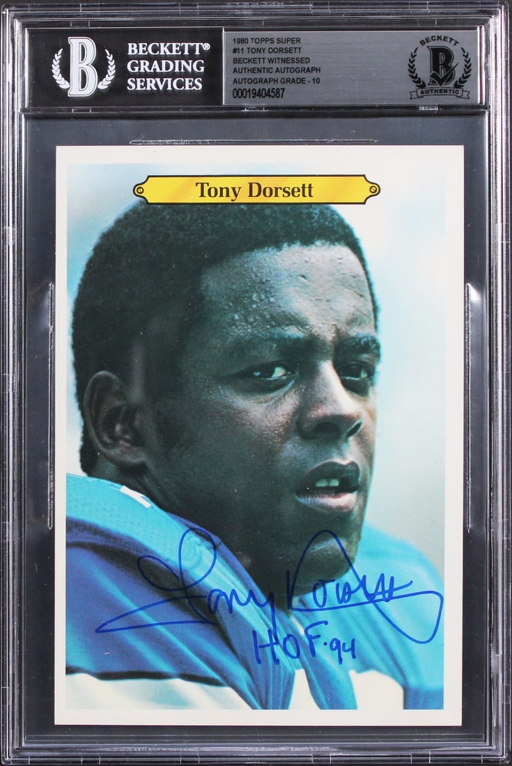 1980 Topps Super 5x7 Tony Dorsett Signed Card Auto 10 Beckett Slabbed (1 of 2)