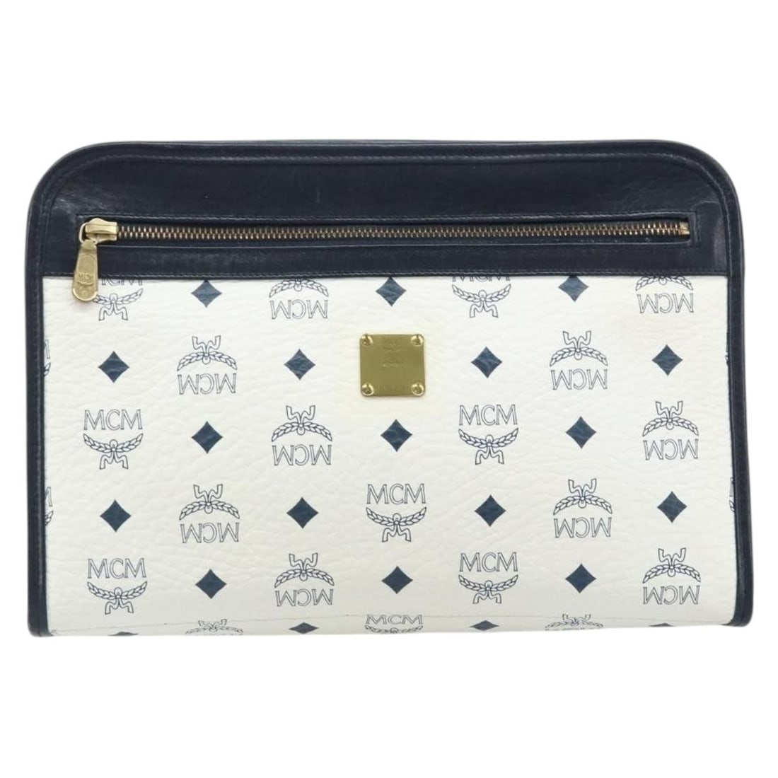 White Visetos Canvas Pouch by MCM Unisex 30cm x 22cm x 7cm (1 of 18)