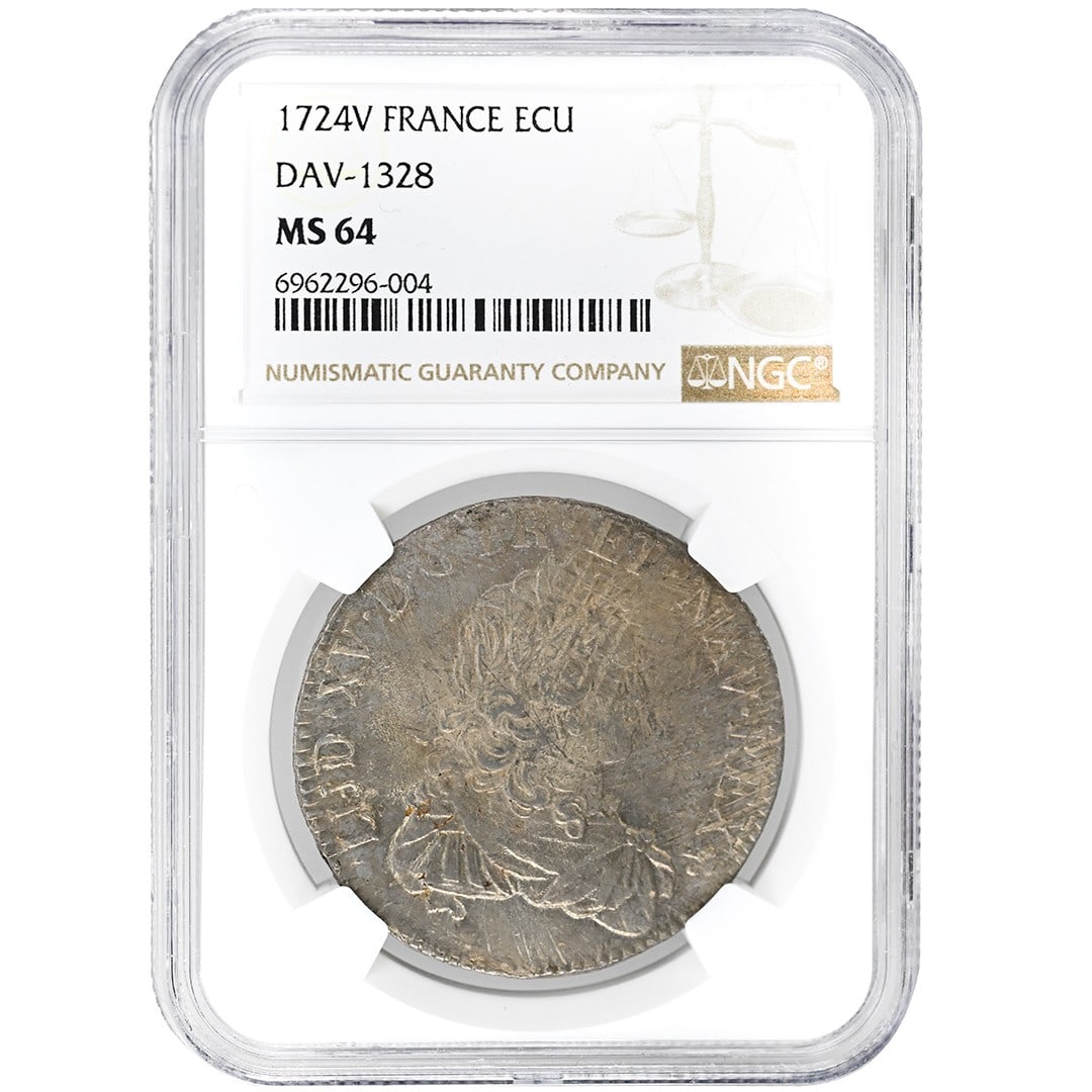 France 1724 Silver Ecu NGC MS64 Crown with Juvenile Bust (1 of 4)