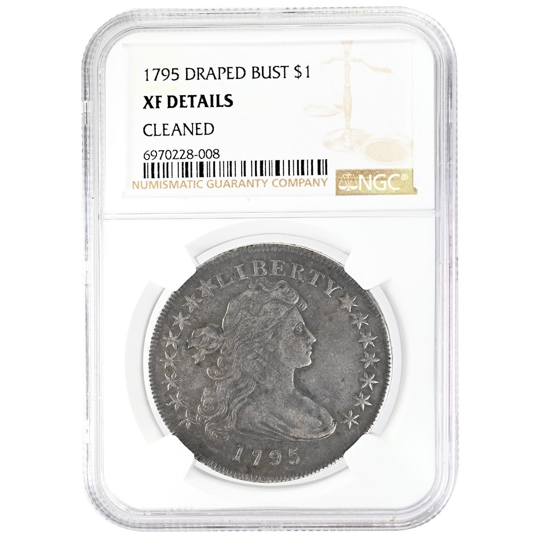 1795 NGC XF Details Off Center Draped Bust Silver Dollar (1 of 4)