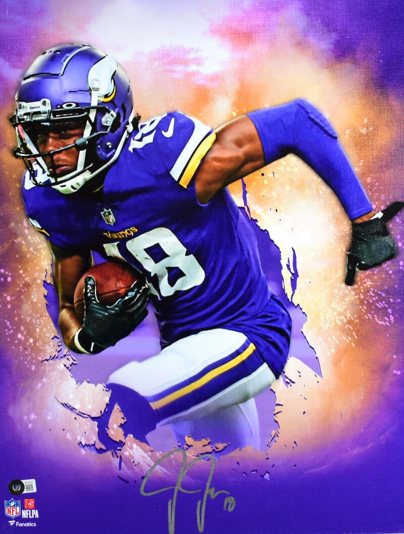 Justin Jefferson Signed Vikings 16x20 Framed Canvas Beckett Authenticated (1 of 5)
