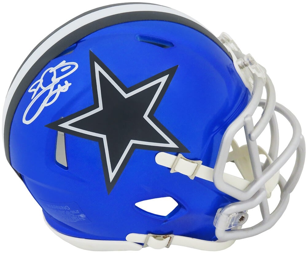 Emmitt Smith Signed Dallas Cowboys Mini Helmet with SS COA: Emmitt Smith Signed Dallas Cowboys Mini Helmet with SS COA This Emmitt Smith signed mini helmet features the iconic Flash Riddell Speed design, showcasing the legendary Dallas Cowboys player's signatu