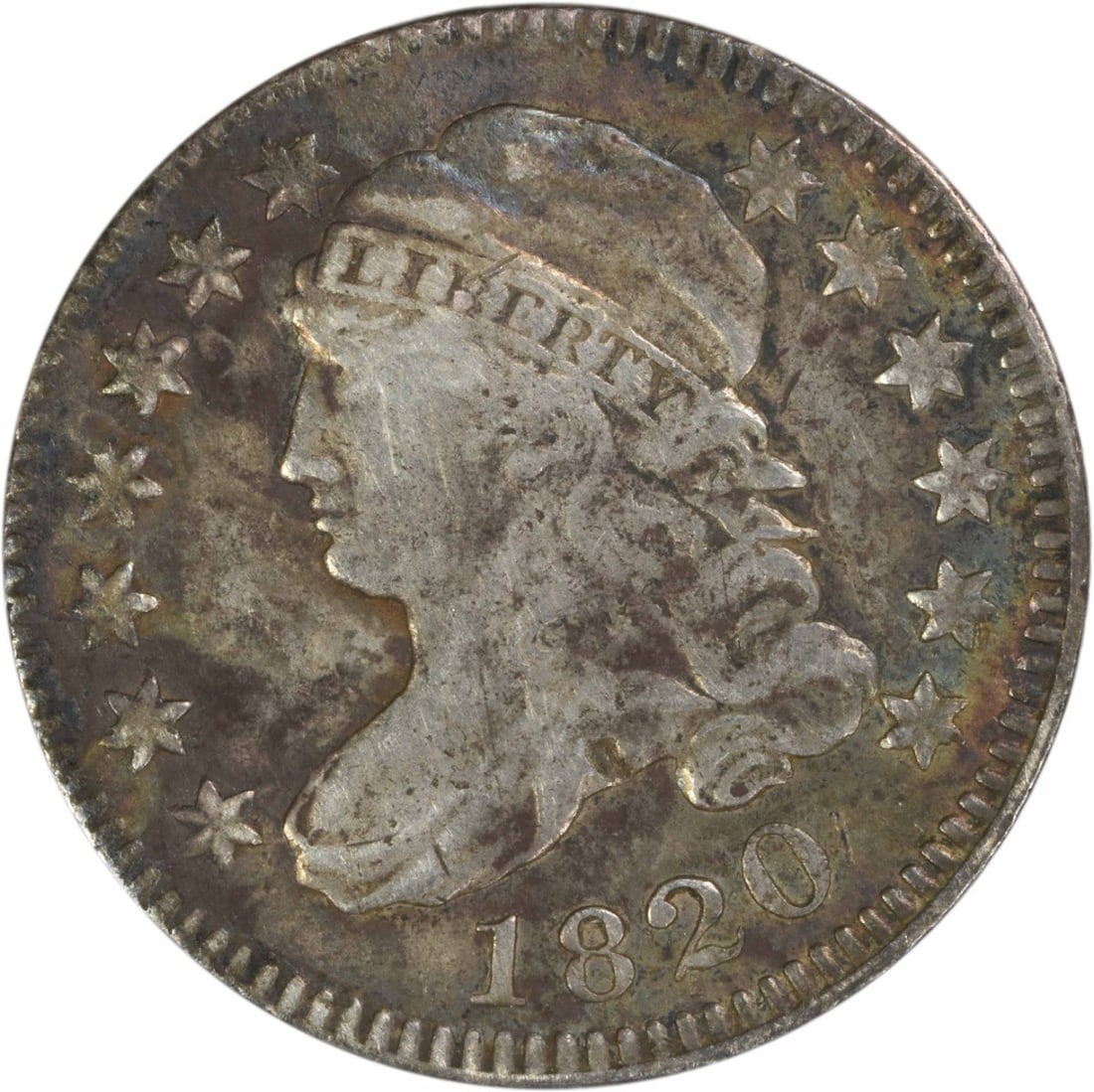 Capped Bust Dime 1820 Small 0 Silver 10C VF Uncertified US Coin: Capped Bust Dime 1820 Small 0 Silver 10C VF Uncertified US Coin This is an 1820 Capped Bust Dime featuring the Small 0 variety. Struck at the Philadelphia Mint, this circulated coin is graded Very Fin