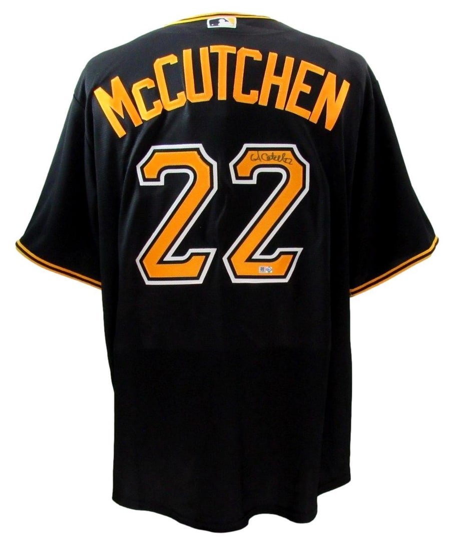 Andrew McCutchen Signed Black Nike Pirates Jersey XL Hunt Hologram: Andrew McCutchen Signed Black Nike Pirates Jersey XL Hunt Hologram This is an original signed black Nike baseball jersey featuring Andrew McCutchen, a celebrated player for the Pittsburgh Pirates. The