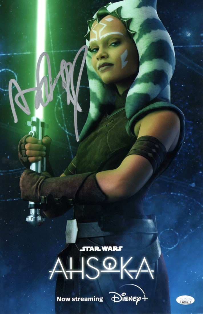 Ariana Greenblatt Signed 11X17 Ahsoka Photo JSA Authenticated: Ariana Greenblatt Signed 11X17 Ahsoka Photo JSA Authenticated This is an original 11" x 17" photograph autographed by Ariana Greenblatt, known for her role in Star Wars: Ahsoka. The autograph has been