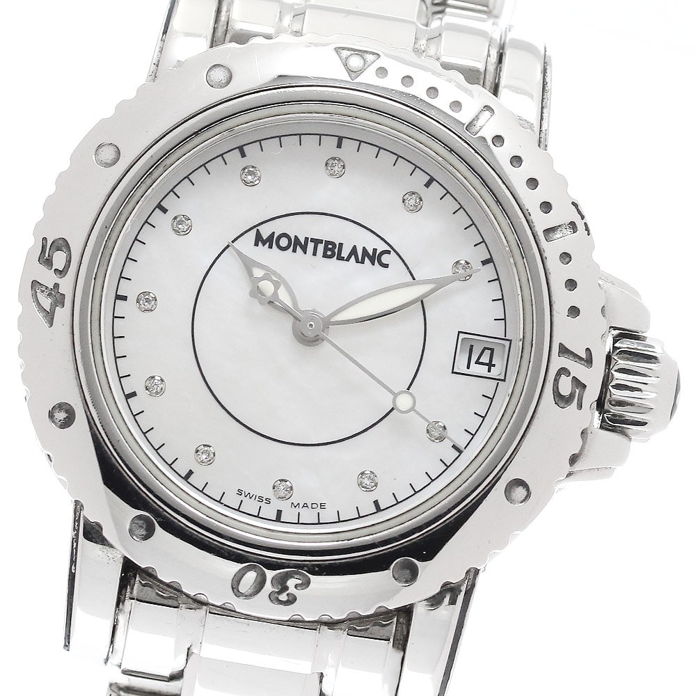Montblanc Meisterstuck 7036 Quartz Date Stainless Steel Watch: Montblanc Meisterstuck 7036 Quartz Date Stainless Steel Watch This Montblanc Meisterstuck 7036 unisex wristwatch features a stainless steel case and bracelet with a white mother-of-pearl dial. The wat