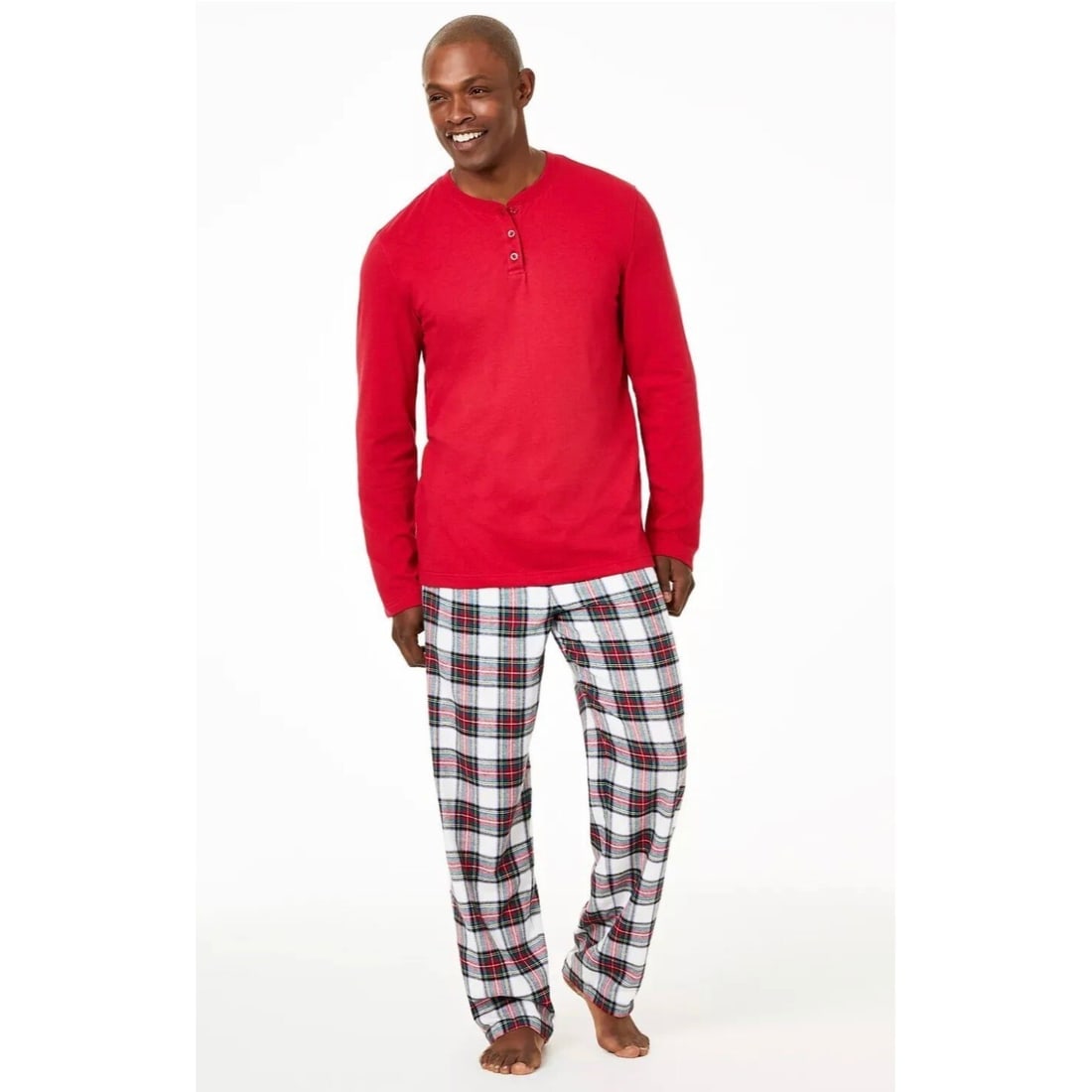 Family Pajamas Men's Red Cotton Blend Long Sleeve Pajama Set (1 of 2)