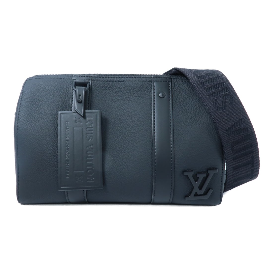 Louis Vuitton Aerogram City Keepall Black Calfskin Shoulder Bag M59255: Louis Vuitton Aerogram City Keepall Black Calfskin Shoulder Bag M59255 This Louis Vuitton City Keepall shoulder bag features a sleek black calfskin leather construction, offering a modern and sophisti