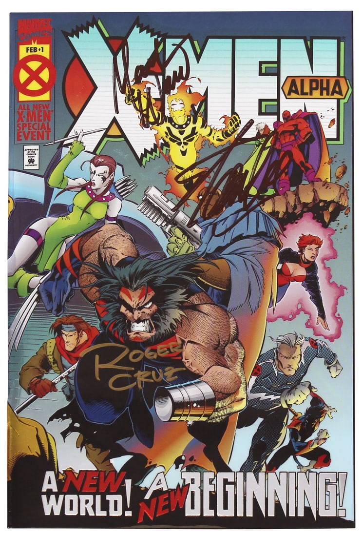 Marvel X-Men Alpha Special Comic Signed by Stan Lee Waid Cruz JSA Authenticated: Marvel X-Men Alpha Special Comic Signed by Stan Lee Waid Cruz JSA Authenticated This X-Men Alpha Special Event Comic has been personally signed by iconic creators Stan Lee, Mark Waid, and Roger Cruz. 