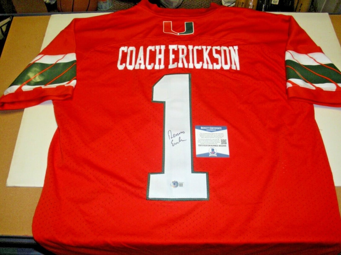 Signed Adidas Miami Hurricanes Jersey Dennis Erickson With Beckett COA (1 of 2)