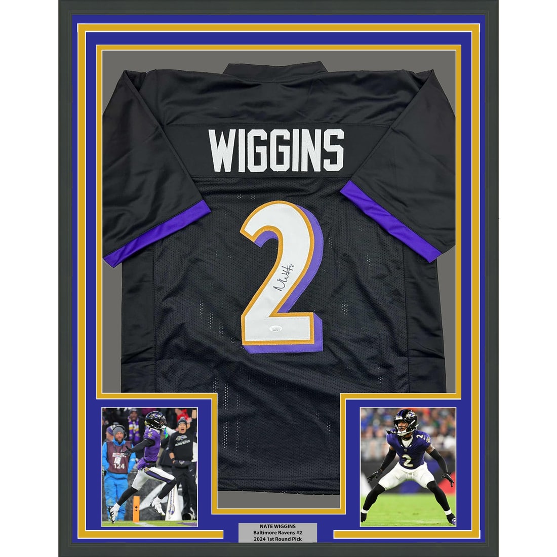 Nate Wiggins Signed Baltimore Jersey Framed with JSA COA and Photos 35x39 (1 of 2)