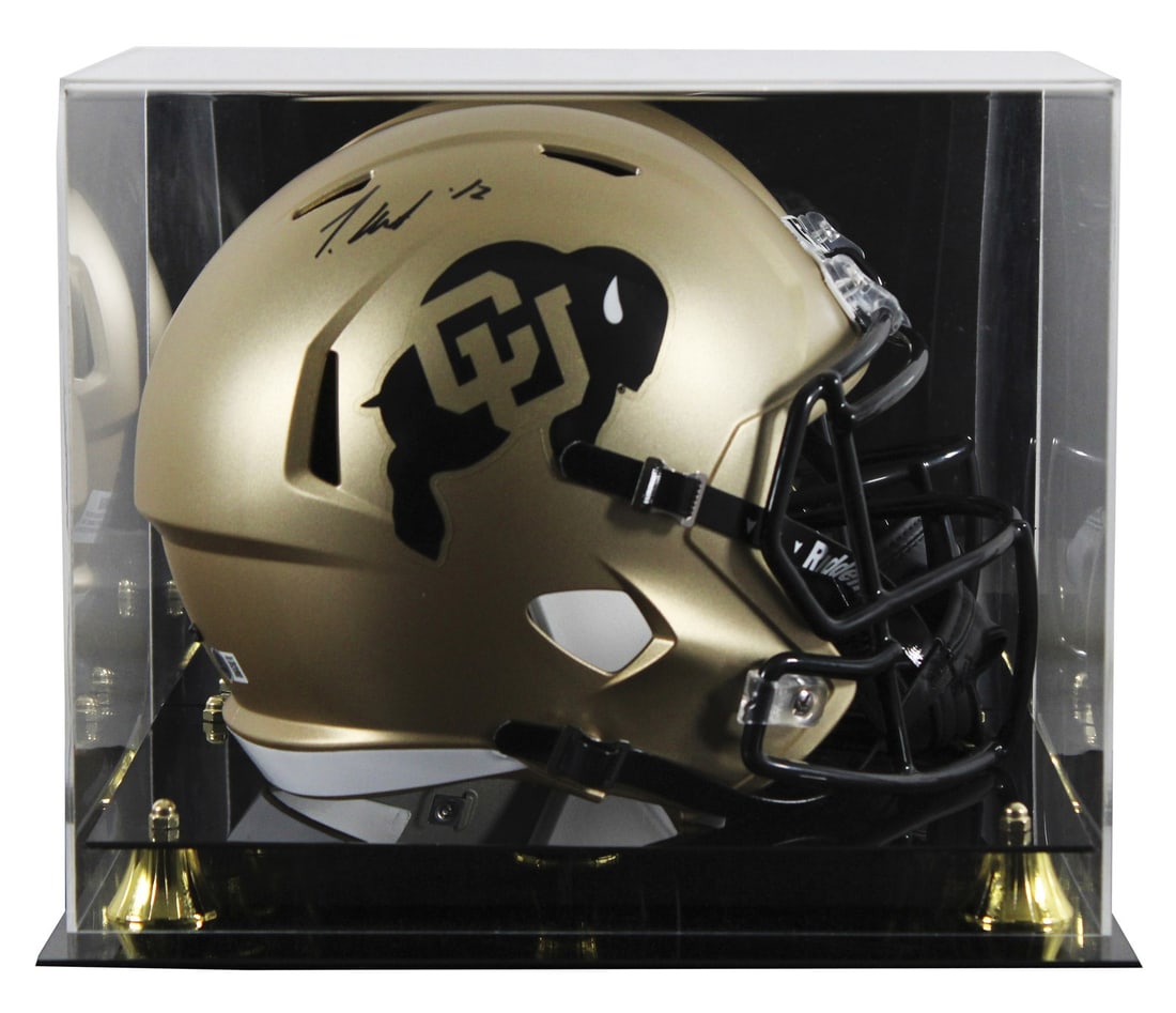 Travis Hunter Autographed Colorado Buffaloes Full Size Speed Helmet with BAS Authentication: Travis Hunter Autographed Colorado Buffaloes Full Size Speed Helmet with BAS Authentication This authentic full-size Riddell Speed replica helmet features the signature of Travis Hunter, a standout