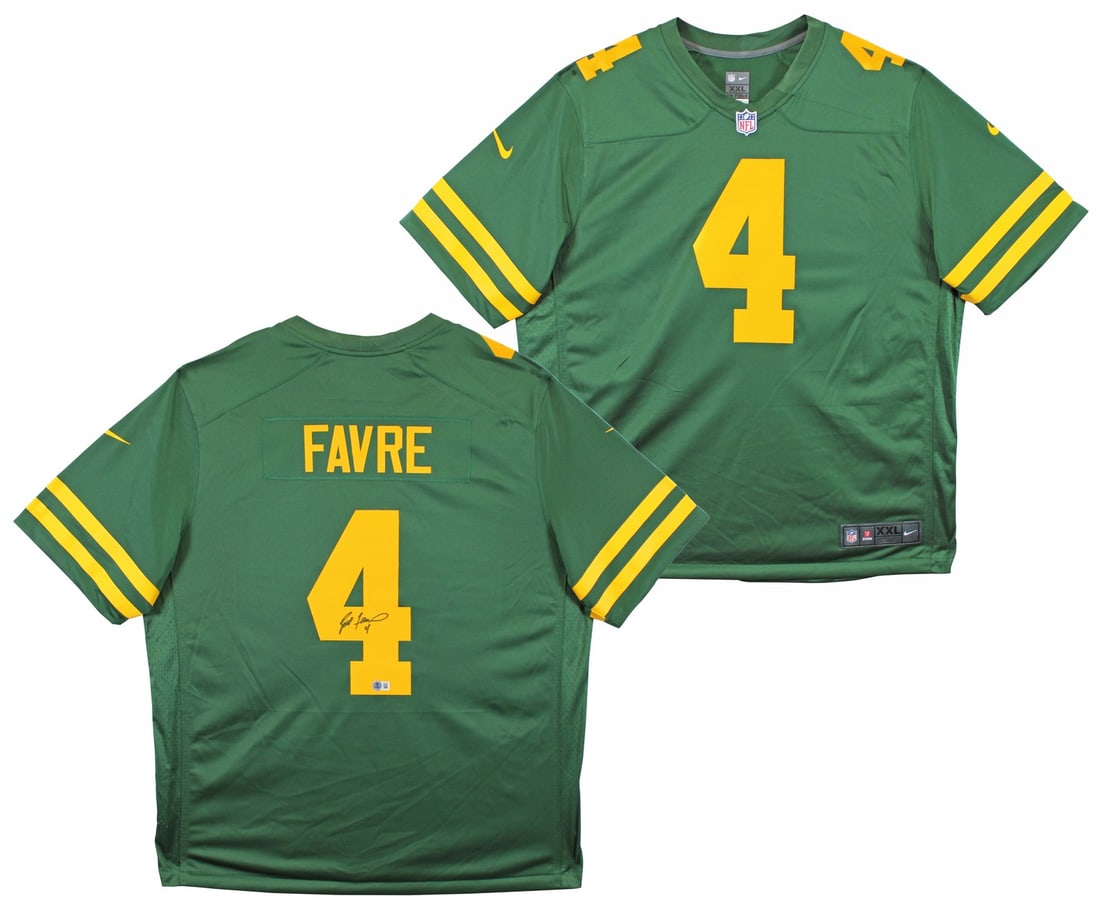 Brett Favre Signed Green Color Rush Nike Jersey BAS Witnessed: Brett Favre Signed Green Color Rush Nike Jersey BAS Witnessed Celebrate the legacy of Brett Favre with this autographed Green Color Rush Nike Limited Jersey, personally signed by the iconic quarterbac