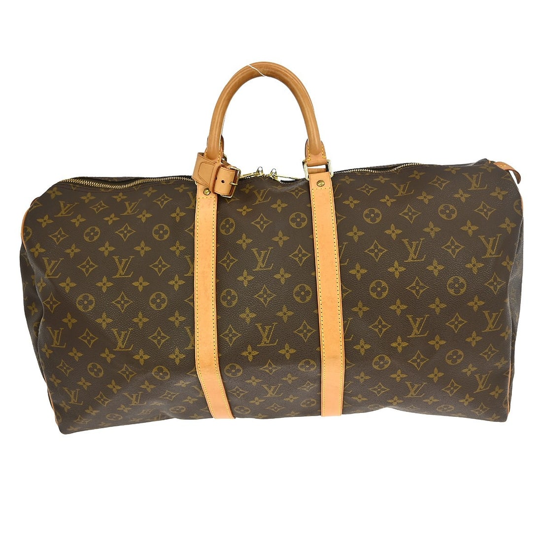 Louis Vuitton Keepall 55 Monogram Canvas Extra Large Travel Duffle Bag: Louis Vuitton Keepall 55 Monogram Canvas Extra Large Travel Duffle Bag The Louis Vuitton Keepall 55 is an extra large travel duffle bag crafted from monogram canvas leather with beige leather double h