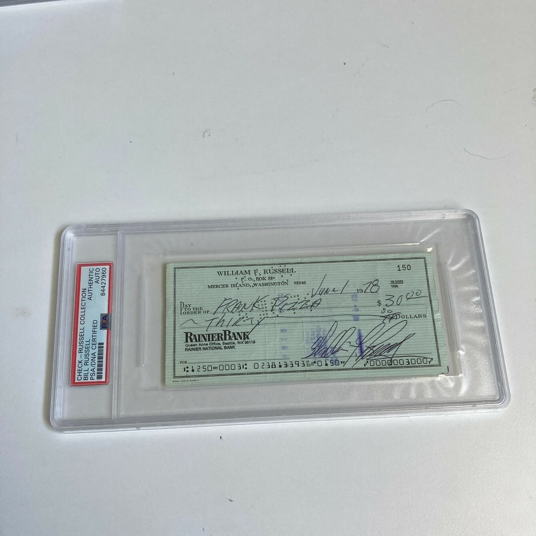 Bill Russell Autographed Bank Check PSA Boston Celtics Legend (1 of 3)