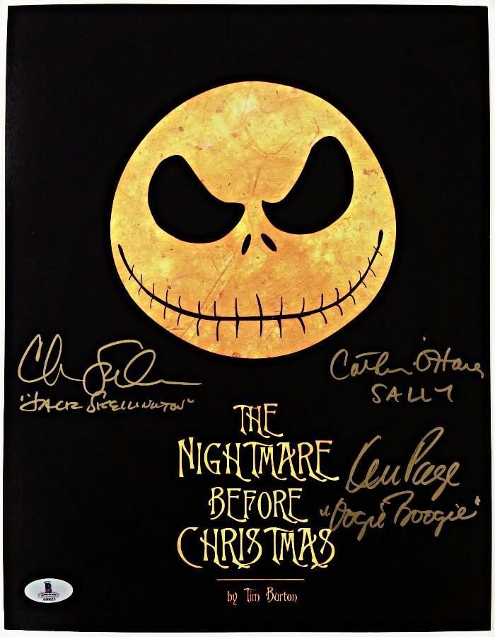 10x13 Nightmare Before Christmas Photo Signed by Sarandon O'Hara Page BAS Authenticated: 10x13 Nightmare Before Christmas Photo Signed by Sarandon O'Hara Page BAS Authenticated This is an original 10x13 inch photograph from "The Nightmare Before Christmas," signed by Chris Sarandon, Cathe