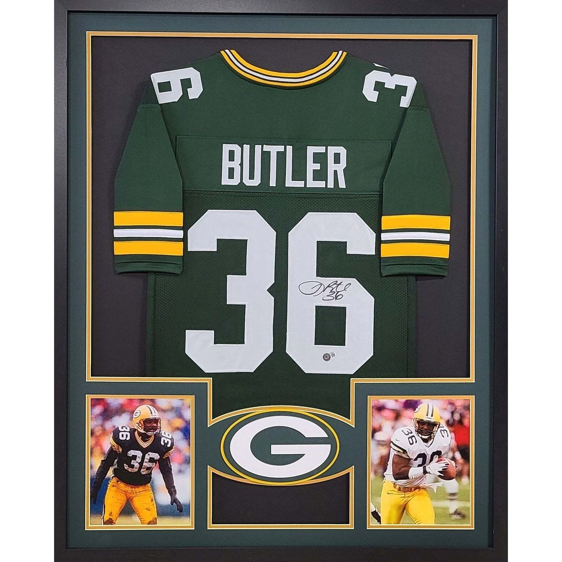 Leroy Butler Signed Green Bay Packers Jersey Framed Beckett Authenticated: Leroy Butler Signed Green Bay Packers Jersey Framed Beckett Authenticated This is a stunning autographed jersey of Leroy Butler, framed and ready to display. The jersey is authenticated by Beckett, on