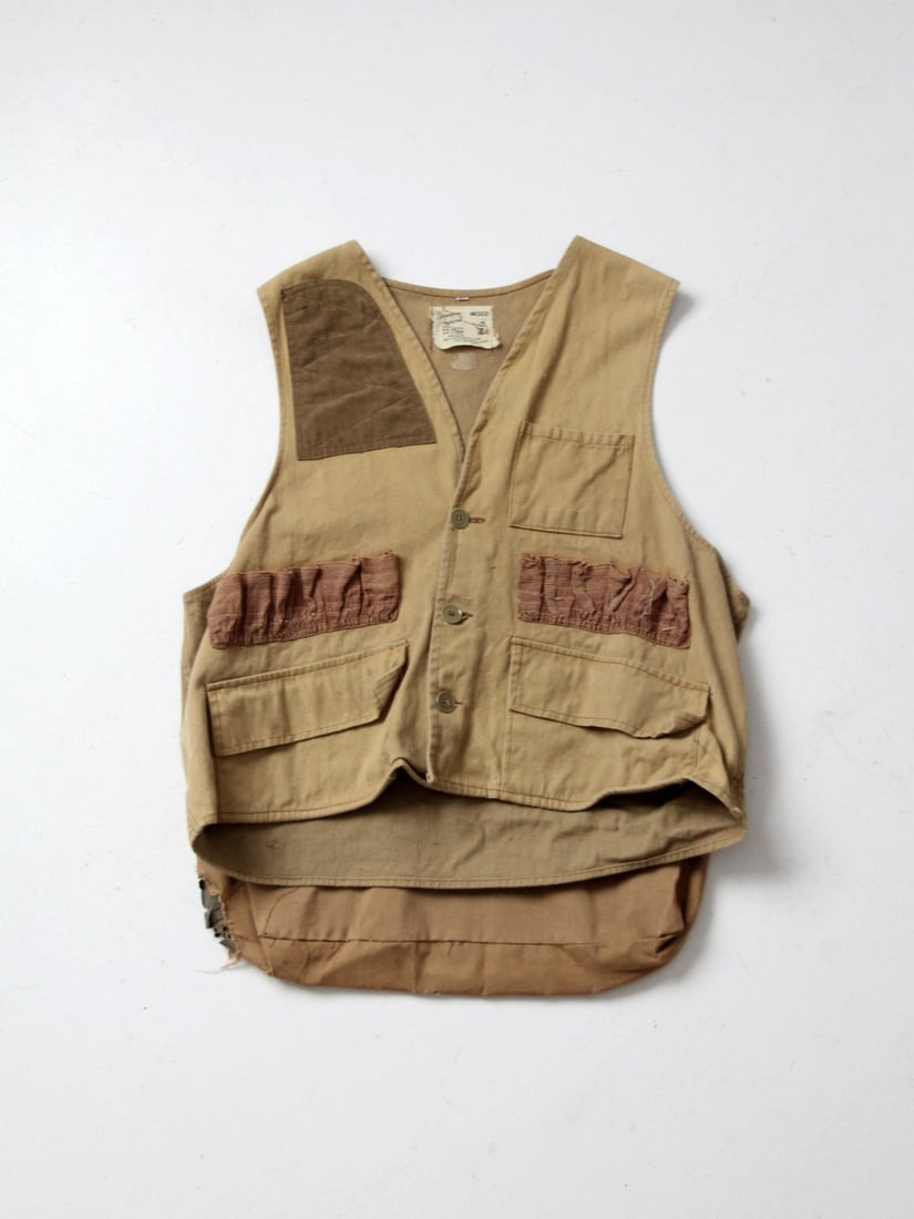 Canvas Field Vest by Nesco with Game Pouch and Shell Loops 1960s Japan (1 of 7)