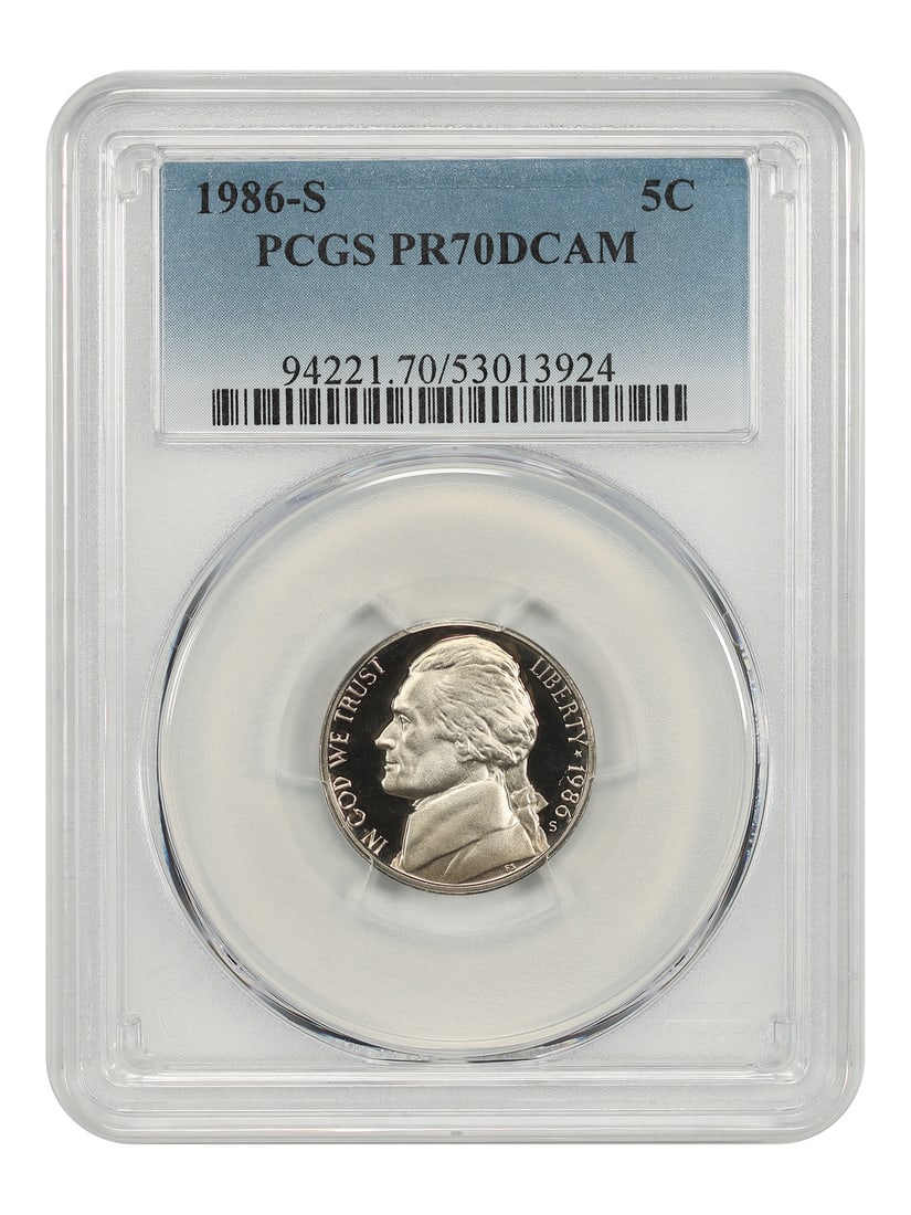 PCGS PR70DCAM 1986-S Jefferson Nickel (1 of 4)