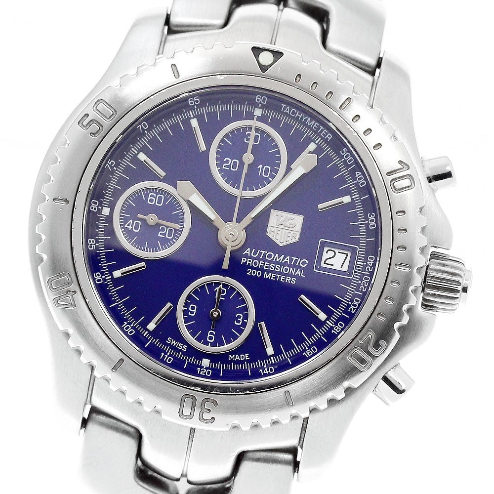 Tag Heuer Link Automatic Chronograph Date 41mm Navy Dial: Tag Heuer Link Automatic Chronograph Date 41mm Navy Dial This TAG Heuer Link Chronograph Date men's wristwatch, model CT2110.BA0550, features a stainless steel case and bracelet with a navy dial. The 