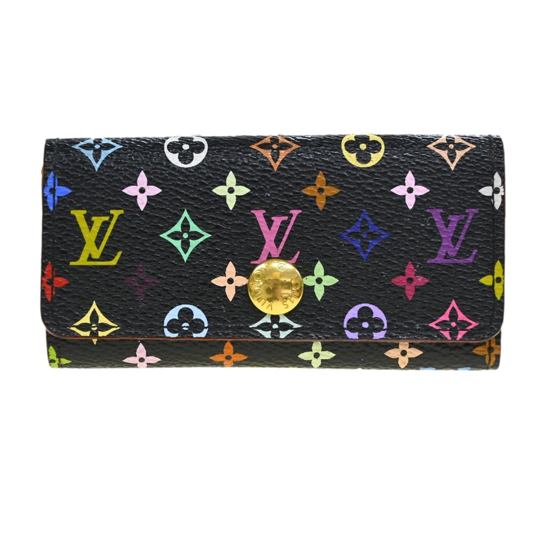 Louis Vuitton Multicolor Monogram Canvas 4-Key Holder Black Leather (1 of 10)