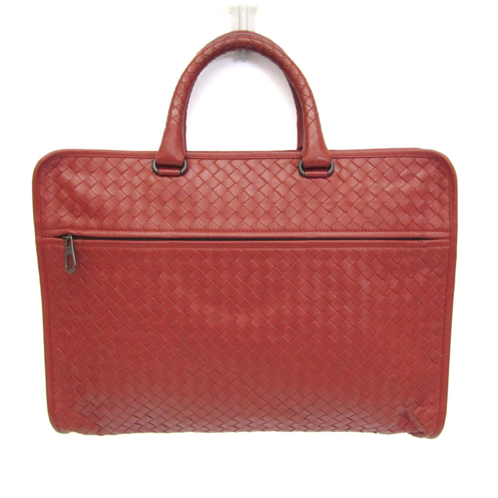 Red Leather Intrecciato Soft Slim Briefcase by Bottega Veneta (1 of 16)
