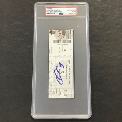 Carlos Correa Autographed MLB Debut Ticket Stub PSA/DNA Houston Astros: Carlos Correa Autographed MLB Debut Ticket Stub PSA/DNA Houston Astros This is an original Major League Baseball ticket stub from the game on June 08, 2015, where the Chicago White Sox hosted the Hous