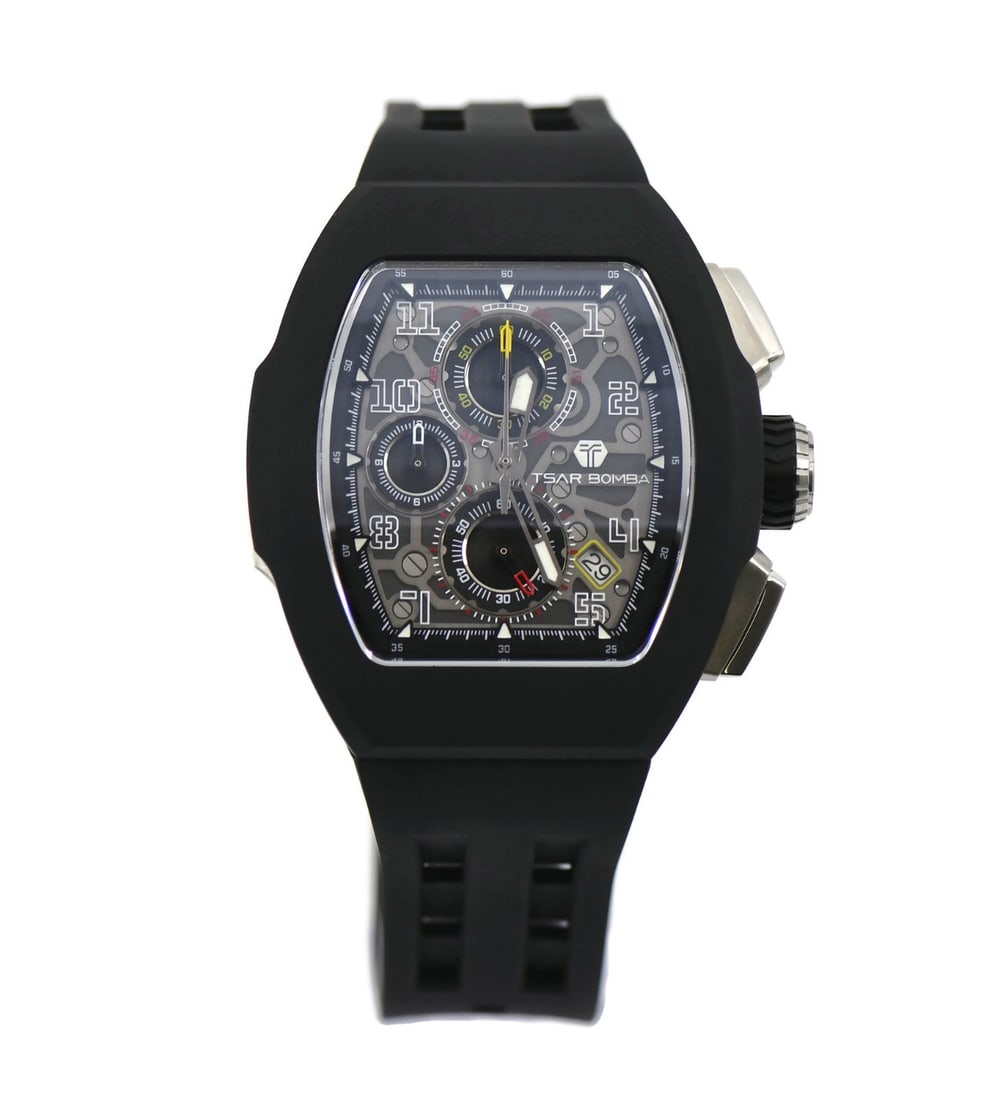 Tsar Bomba Atomic Series Stainless Steel Watch with Box and Papers: Tsar Bomba Atomic Series Stainless Steel Watch with Box and Papers Experience precision and style with the Tsar Bomba Atomic Series Stainless Steel Watch. This pre-owned wristwatch features a robust m