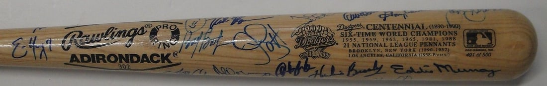 Los Angeles Dodgers Signed Bat 100 Year Celebration Don Drysdale Eddie Murray Lasorda (1 of 6)