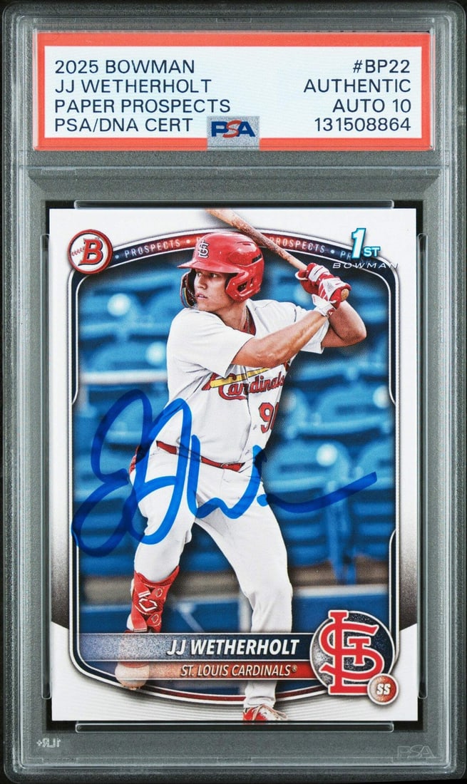 2025 Bowman JJ Wetherholt #BP-22 Rookie Card PSA 10 with Autograph (1 of 2)